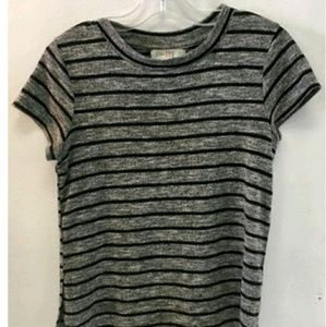 Girls youth black and grey striped top